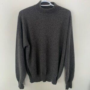 Lord and Taylor Grey 100% Cashmere Mock Neck Sweater